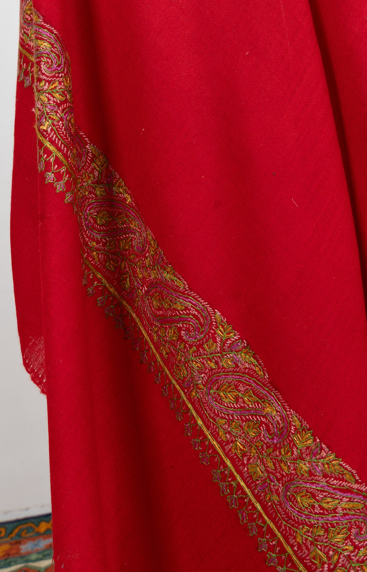 Crimson Heritage 2.5 Yards Sozni Hand Embroidered Shawl