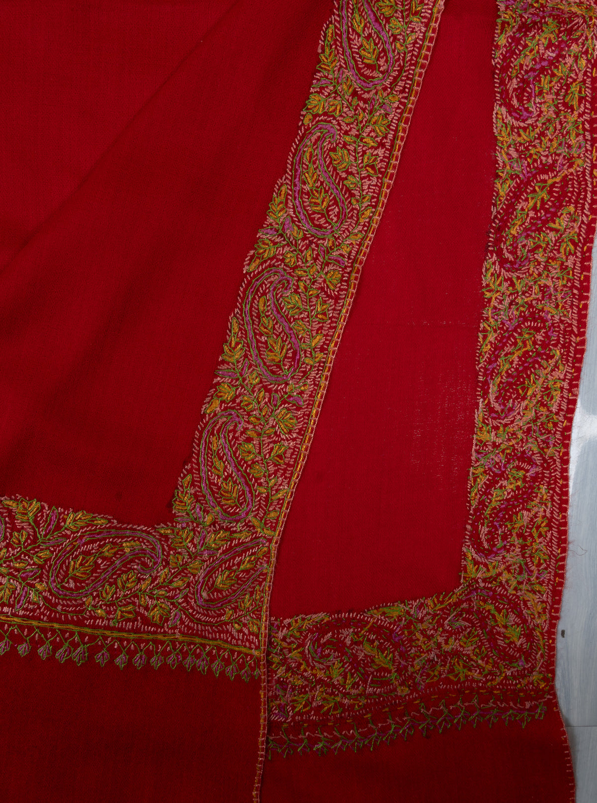 Crimson Heritage 2.5 Yards Sozni Hand Embroidered Shawl