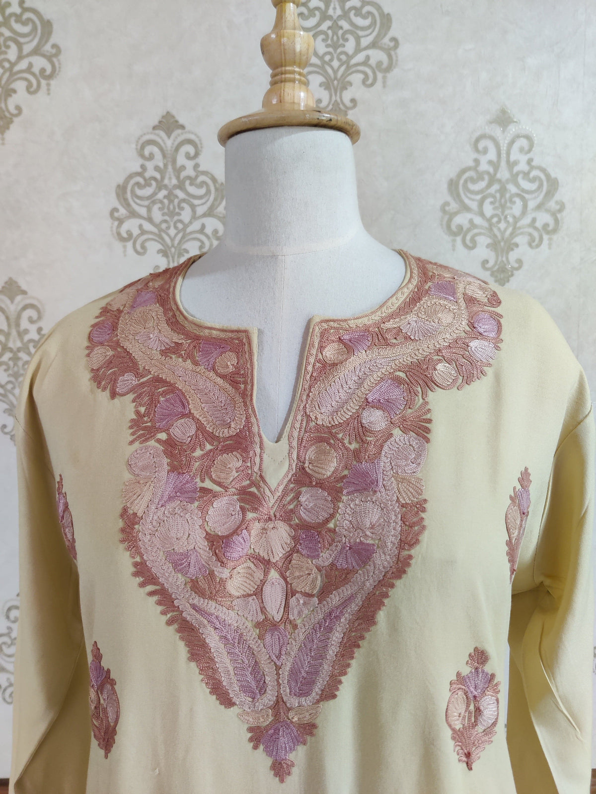 Golden Blossom Aari Embroidered Kurti