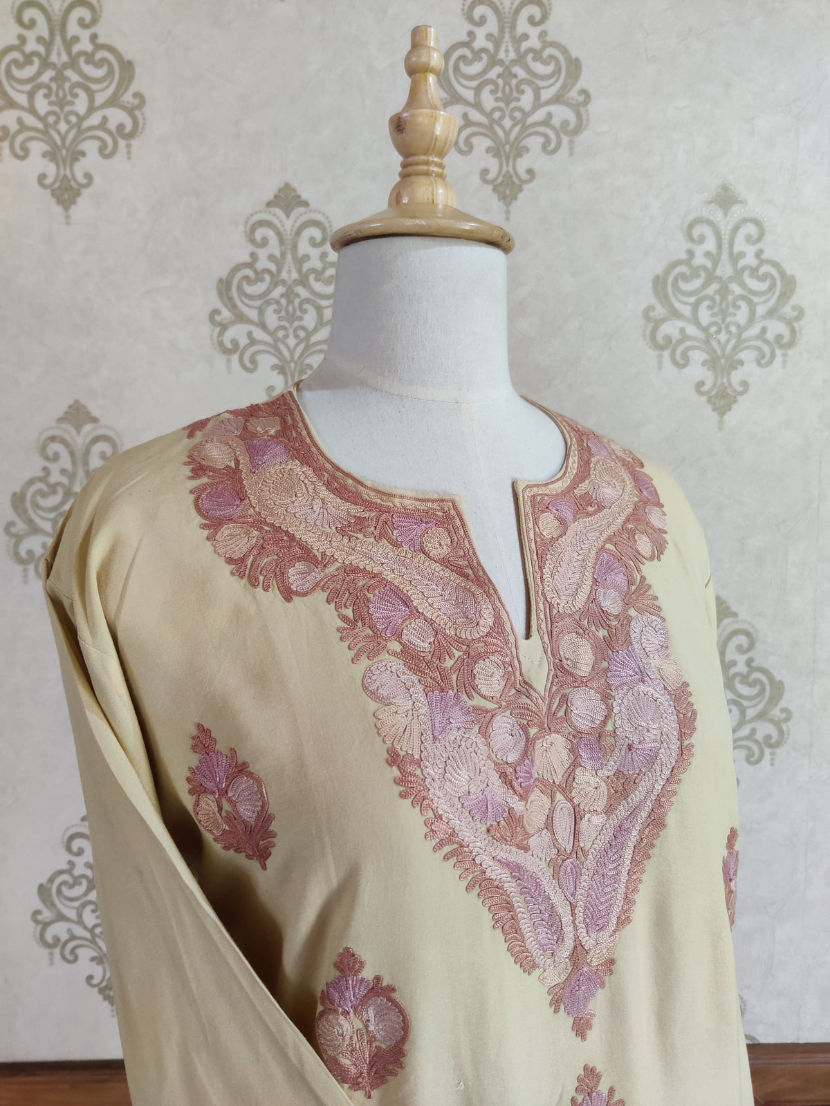 Golden Blossom Aari Embroidered Kurti