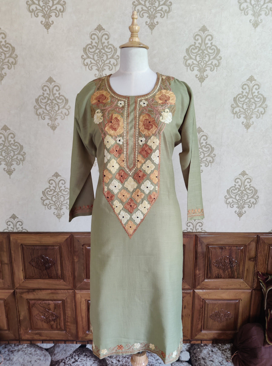 Sage Serenity Aari Embroidered Kurti