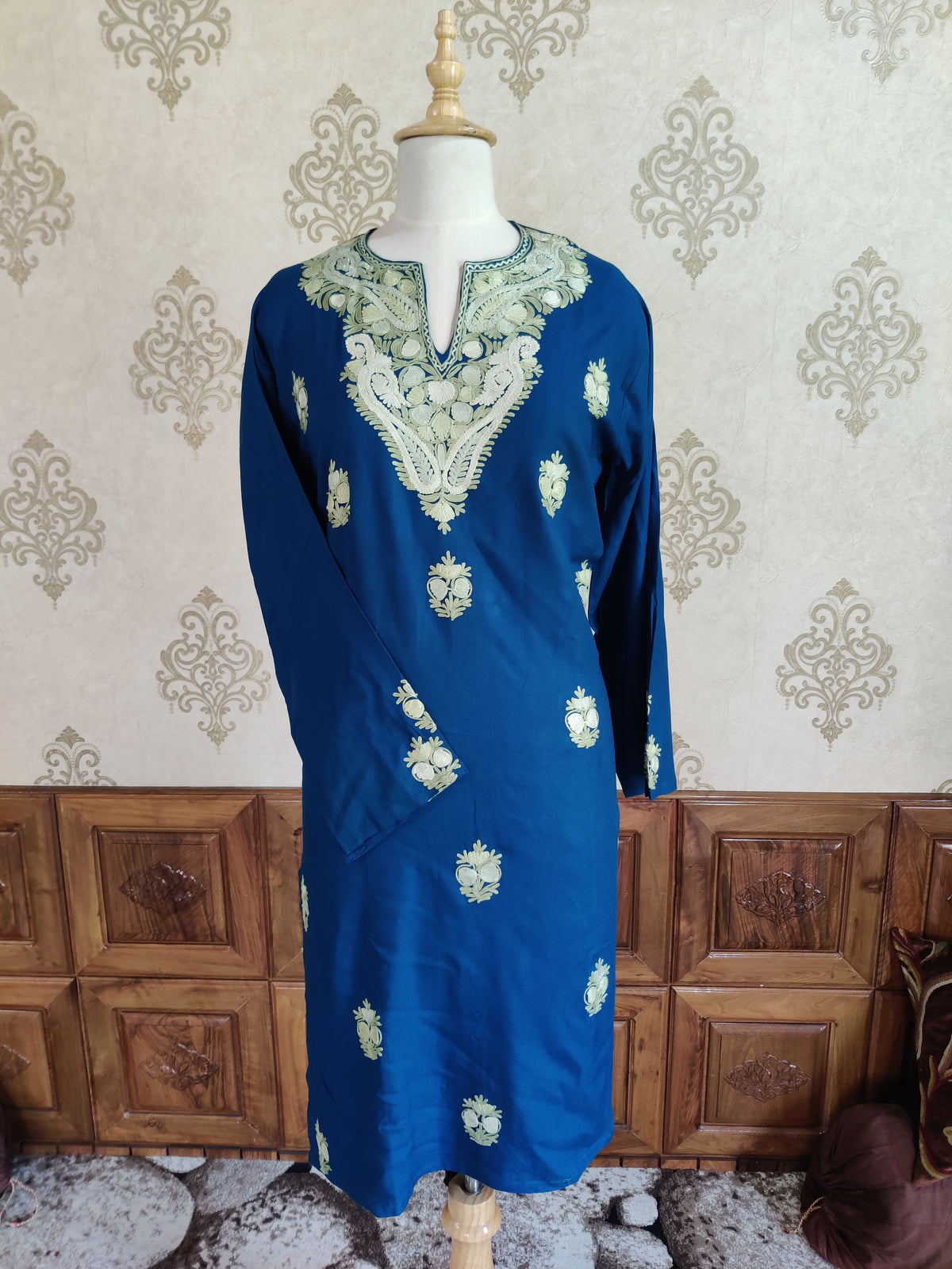 Royal Azure Aari Embroidered Kurti