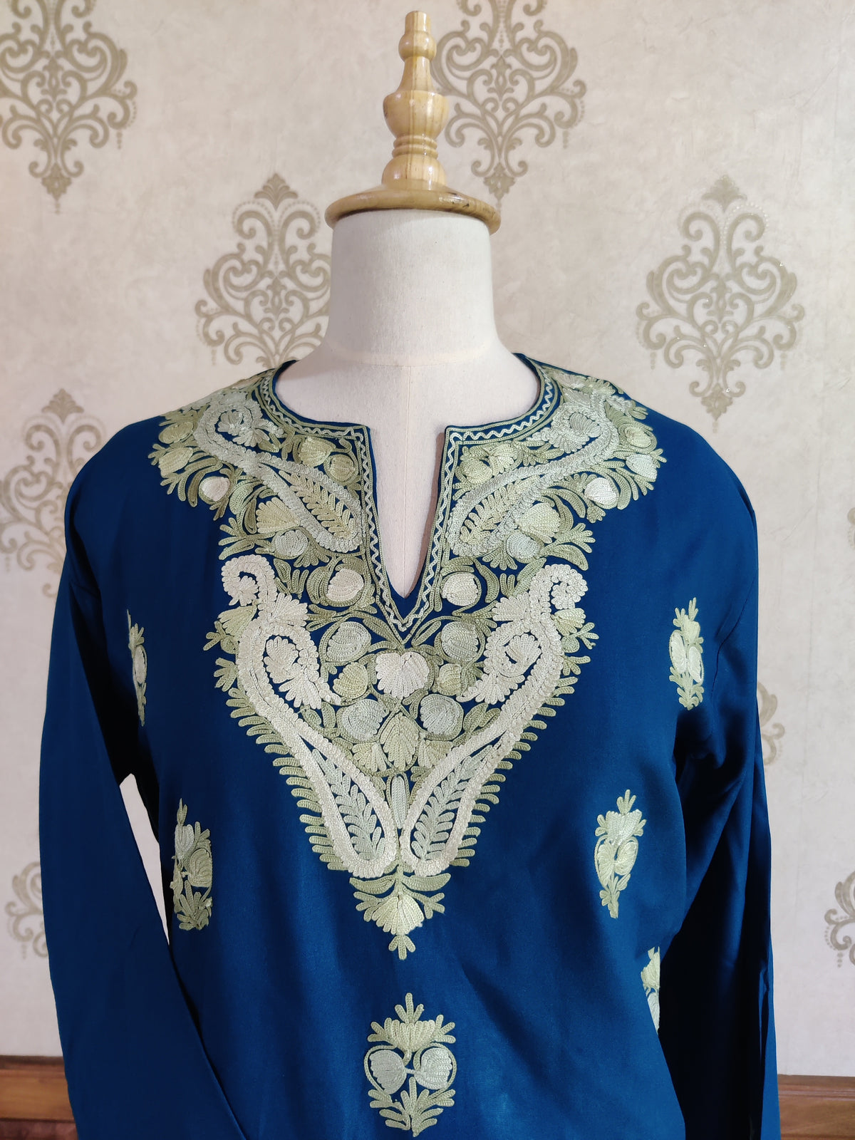 Royal Azure Aari Embroidered Kurti