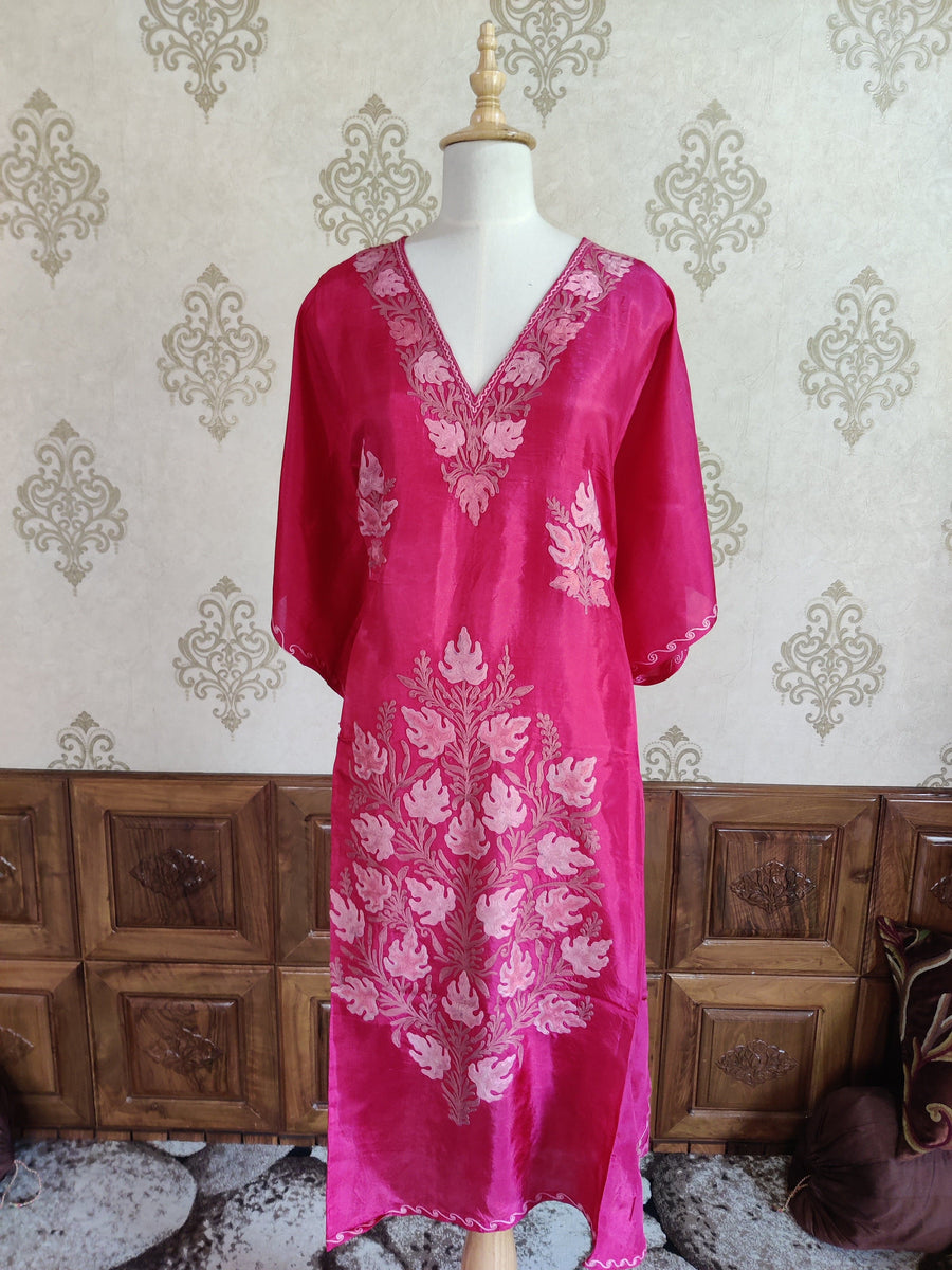 Fuchsia Fantasy Aari Embroidered Kaftan