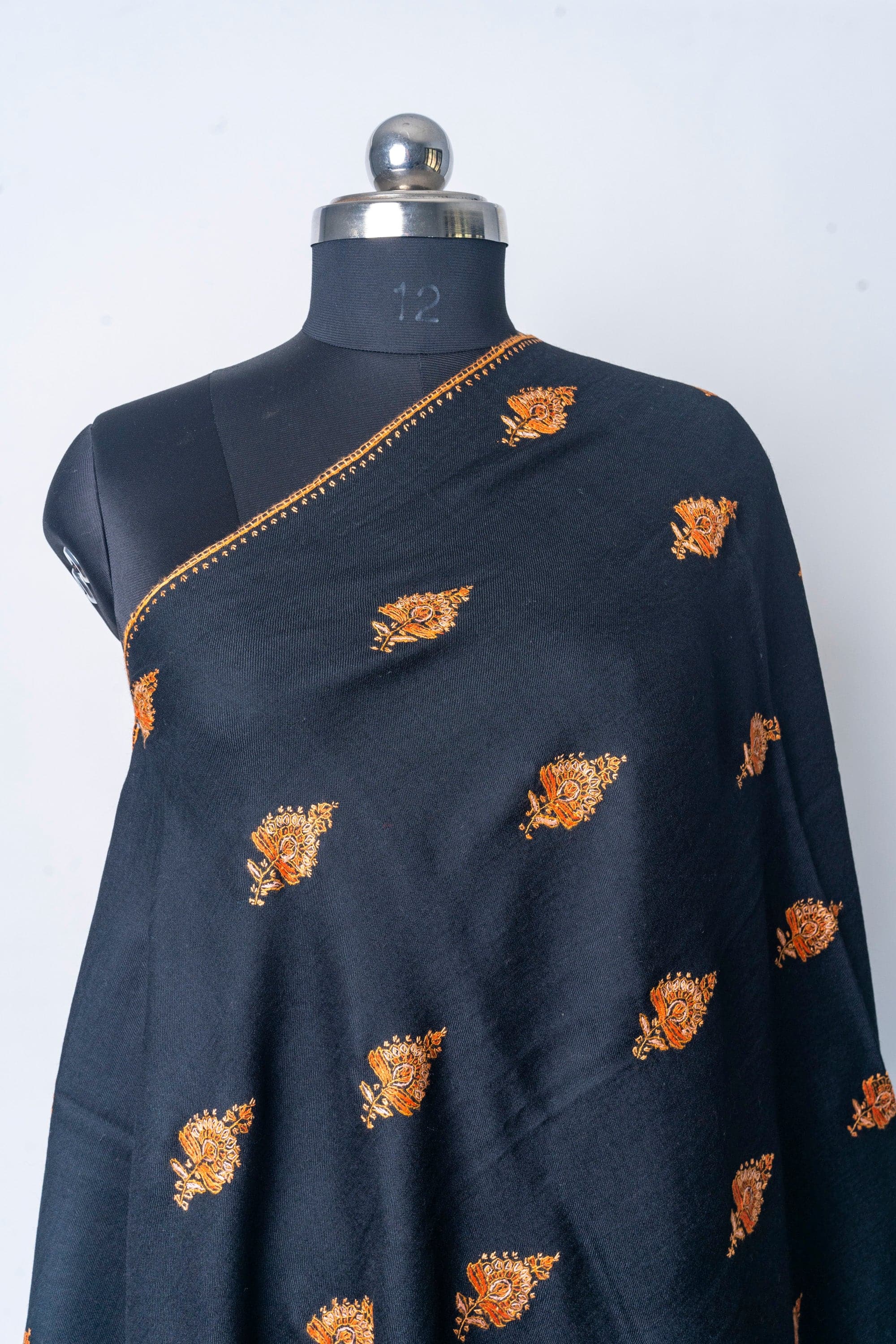 Golden Dusk: Hand Embroidered Merino Wool Sozni Shawl – KashmKari