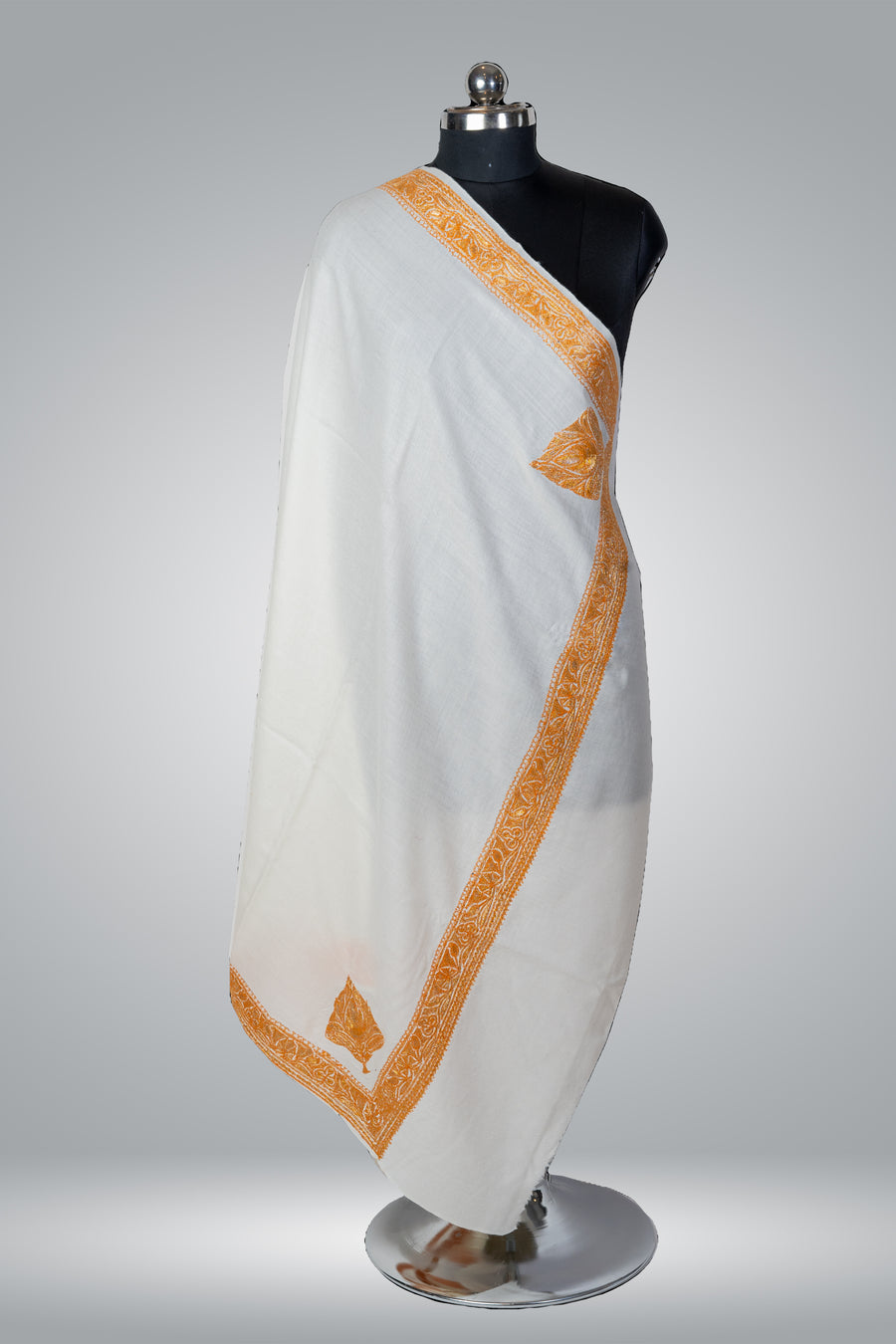 Tilla-Embroidered Fine Merino Wool Shawl