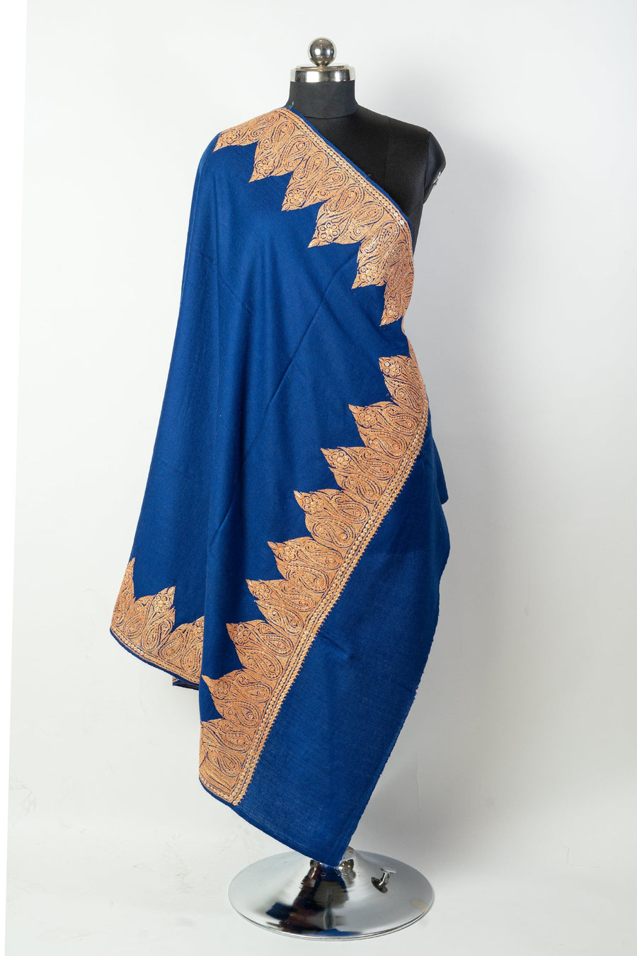 Paisley-Embroidered Fine Merino Wool Shawl