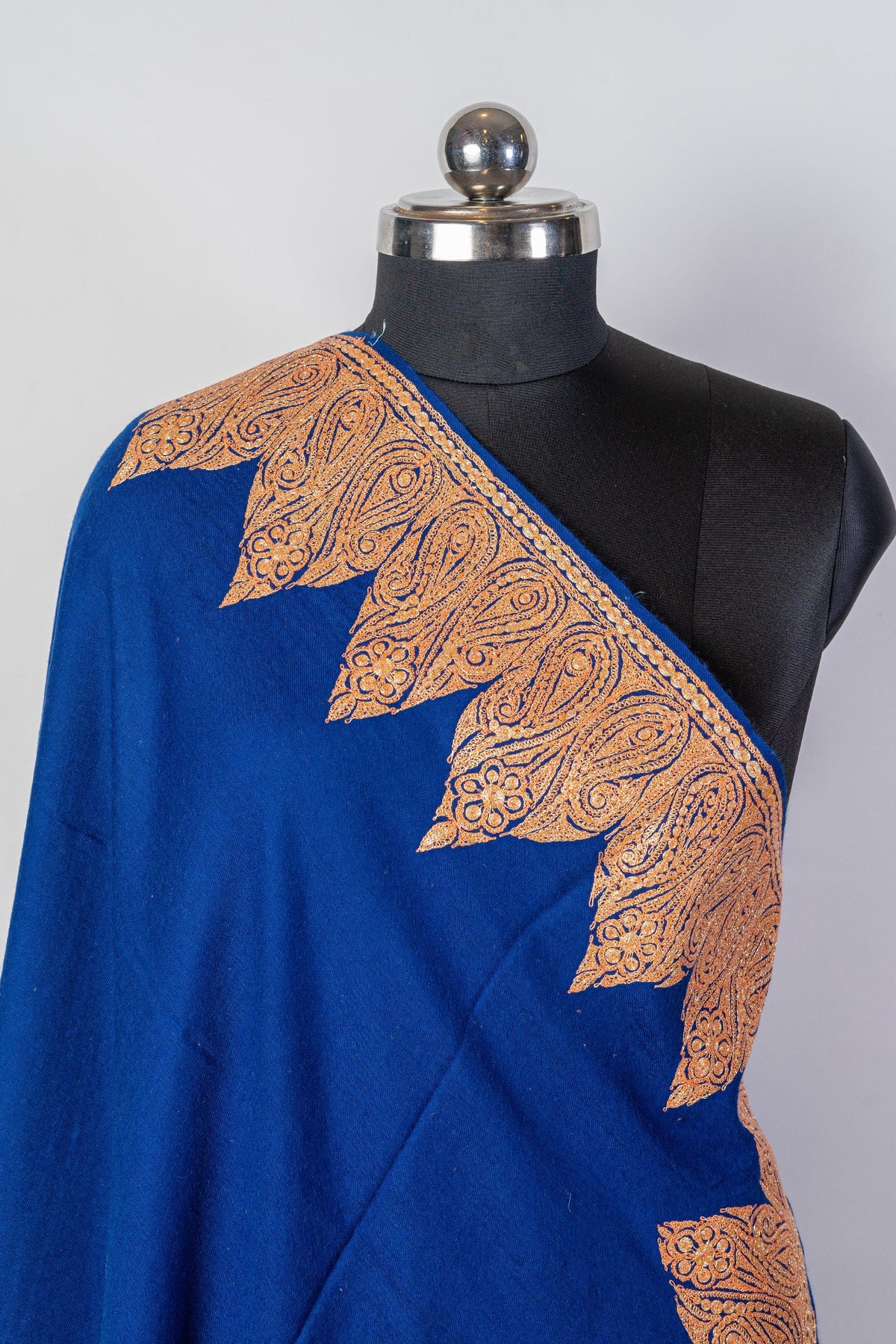 Paisley-Embroidered Fine Merino Wool Shawl