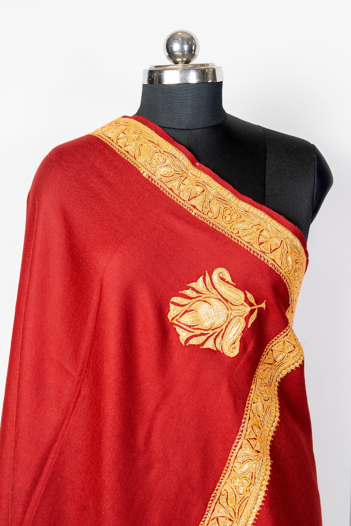Tilla-Embroidered Fine Merino Wool Shawl