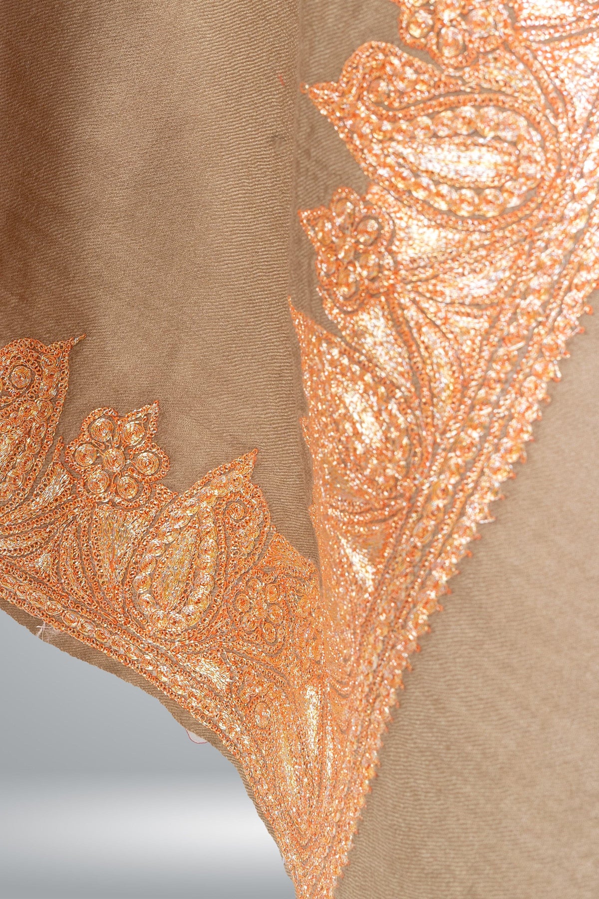 Paisley-Embroidered Fine Merino Wool Shawl