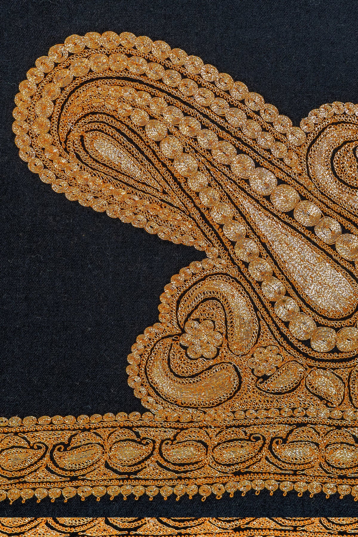 Paisley-Embroidered Fine Merino Wool Shawl