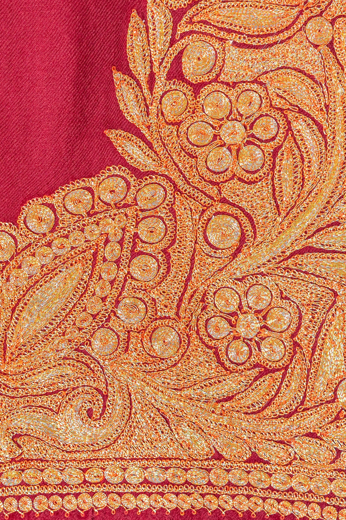 Tilla-Embroidered Fine Merino Wool Shawl