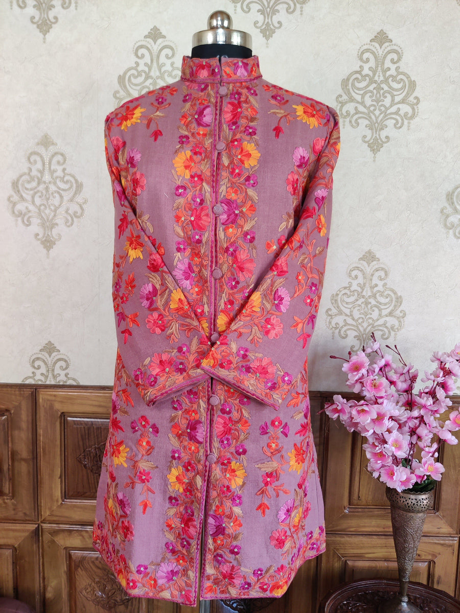 Kashmiri Floral Embroidered Coat Jacket KashmKari Get Kashmiri coat With Bohemian Embroidery at best price Online | Kashmir Thread