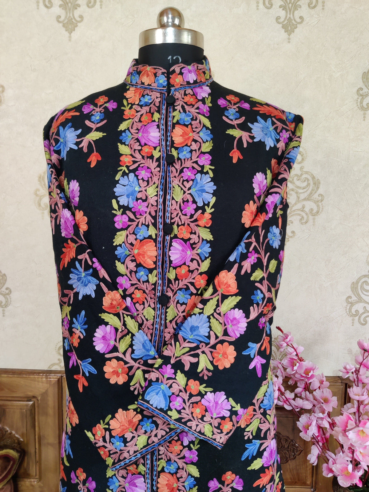 Kashmiri Floral Embroidered Coat Jacket KashmKari Get Kashmiri coat With Bohemian Embroidery at best price Online | Kashmir Thread