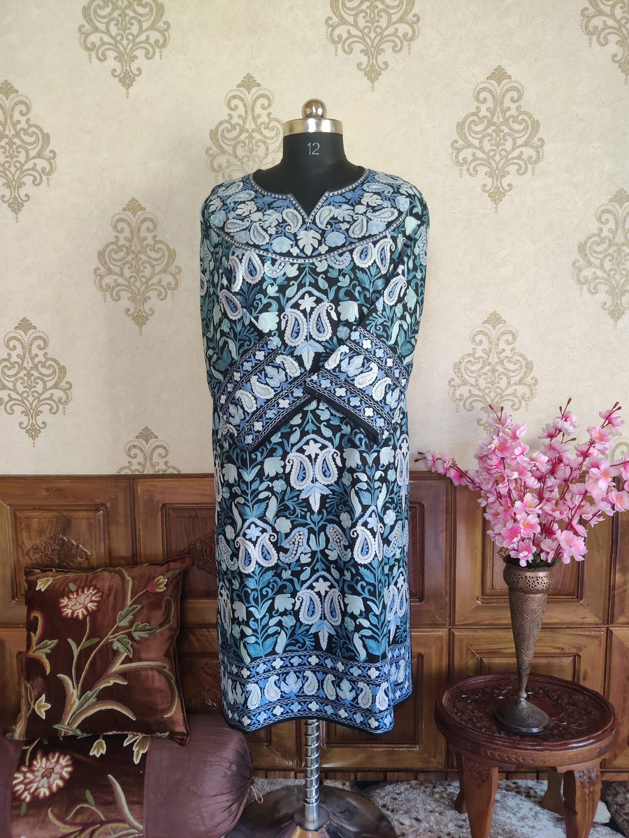 Kashmiri Pheran Jamawar With Aari Embroidery Pheran KashmKari Buy Kashmiri Jamawar Phiran Online at a Reasonable Price | Kashmir Thread
