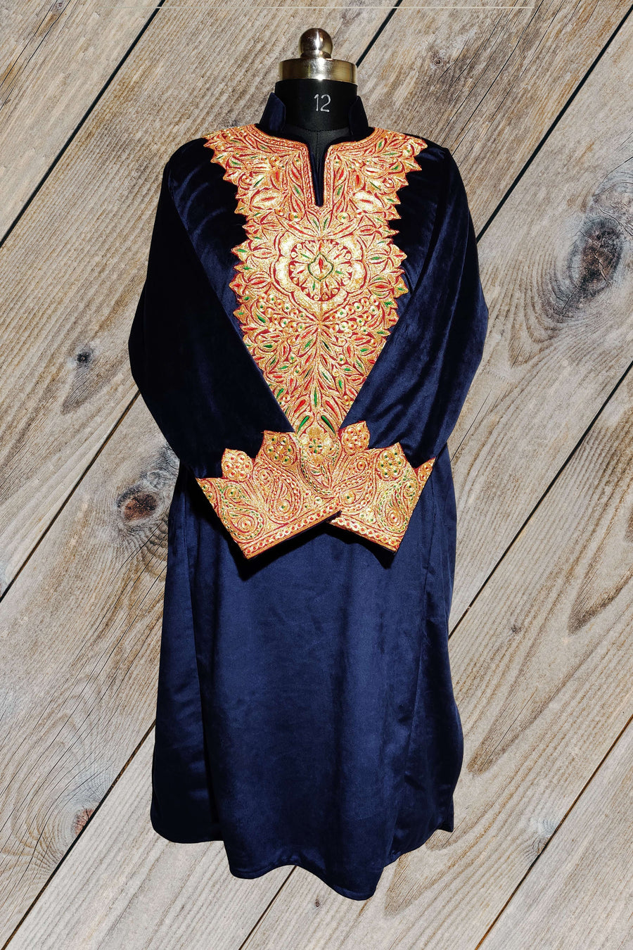 Kashmir Thread Pheran Kashmiri Velvet Phiran With Tilla Embroidery
