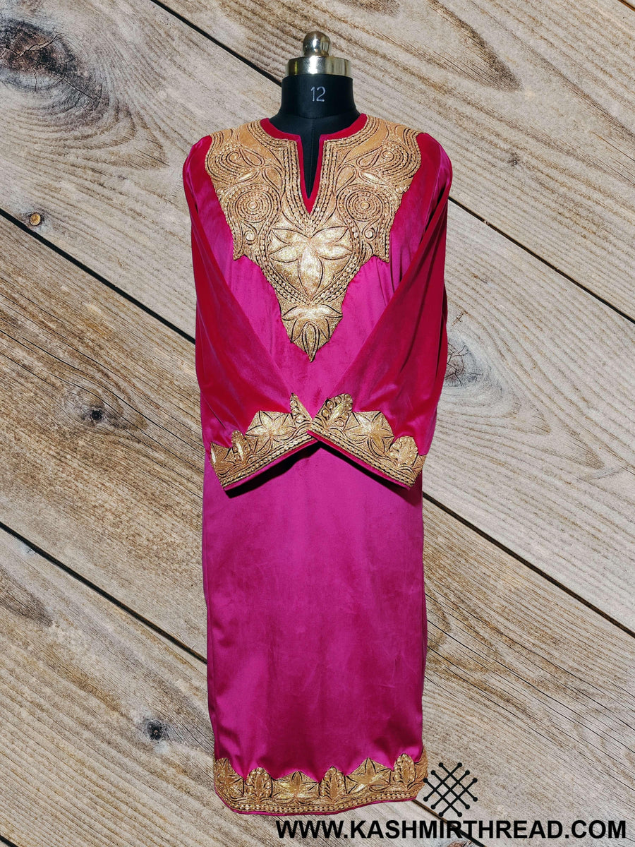 Kashmir Thread Pheran Velvet Pheran with Tilla Embroidery