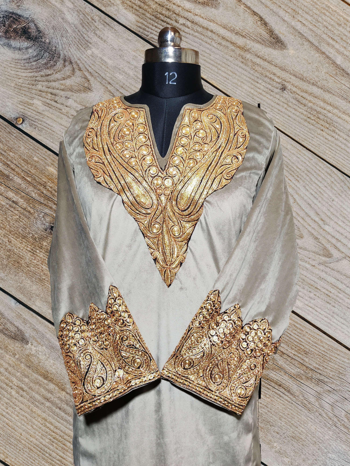 Kashmir Thread Pheran Velvet Pheran with Tilla Embroidery