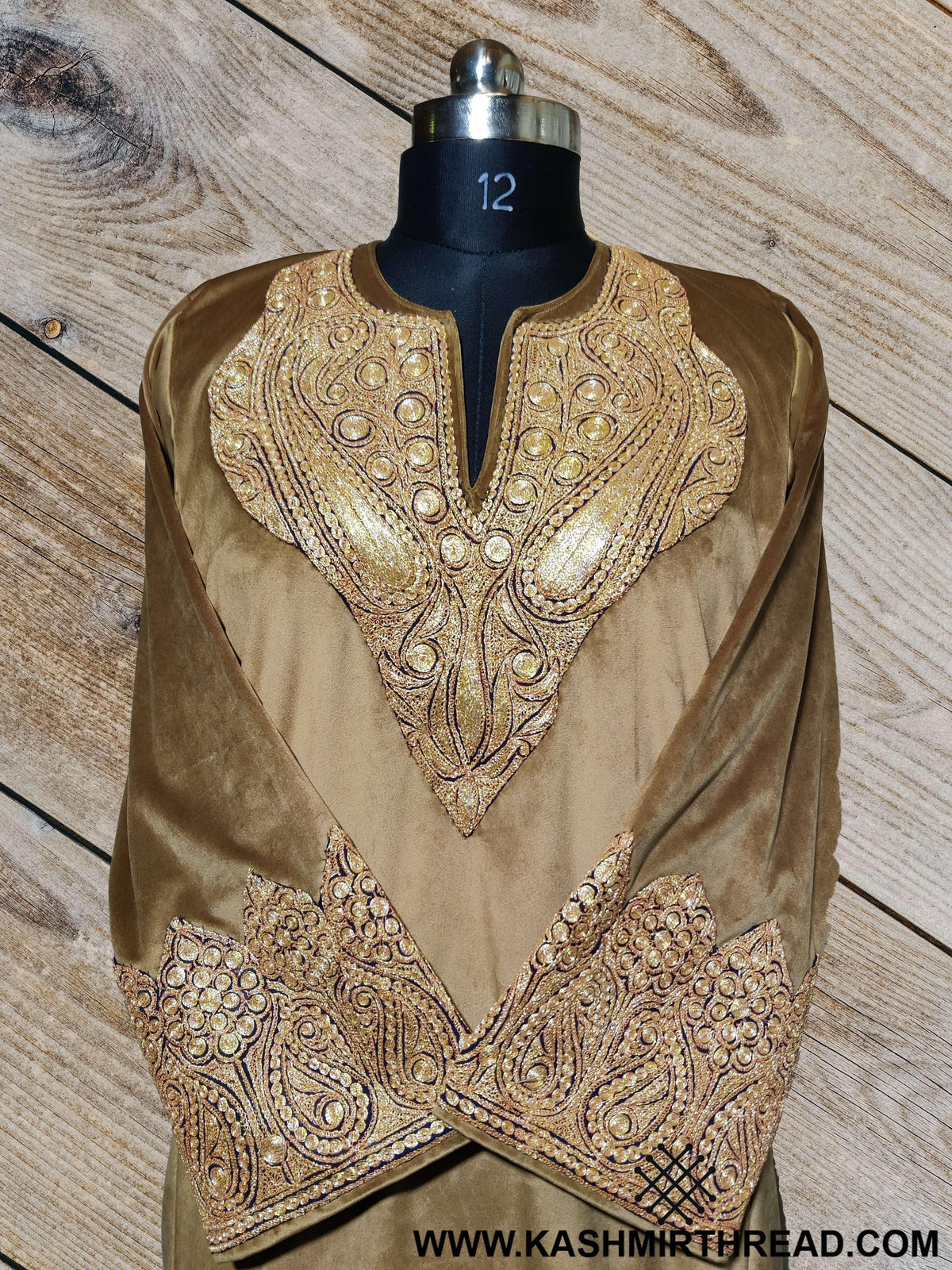 Kashmir Thread Pheran Velvet Pheran with Tilla Embroidery