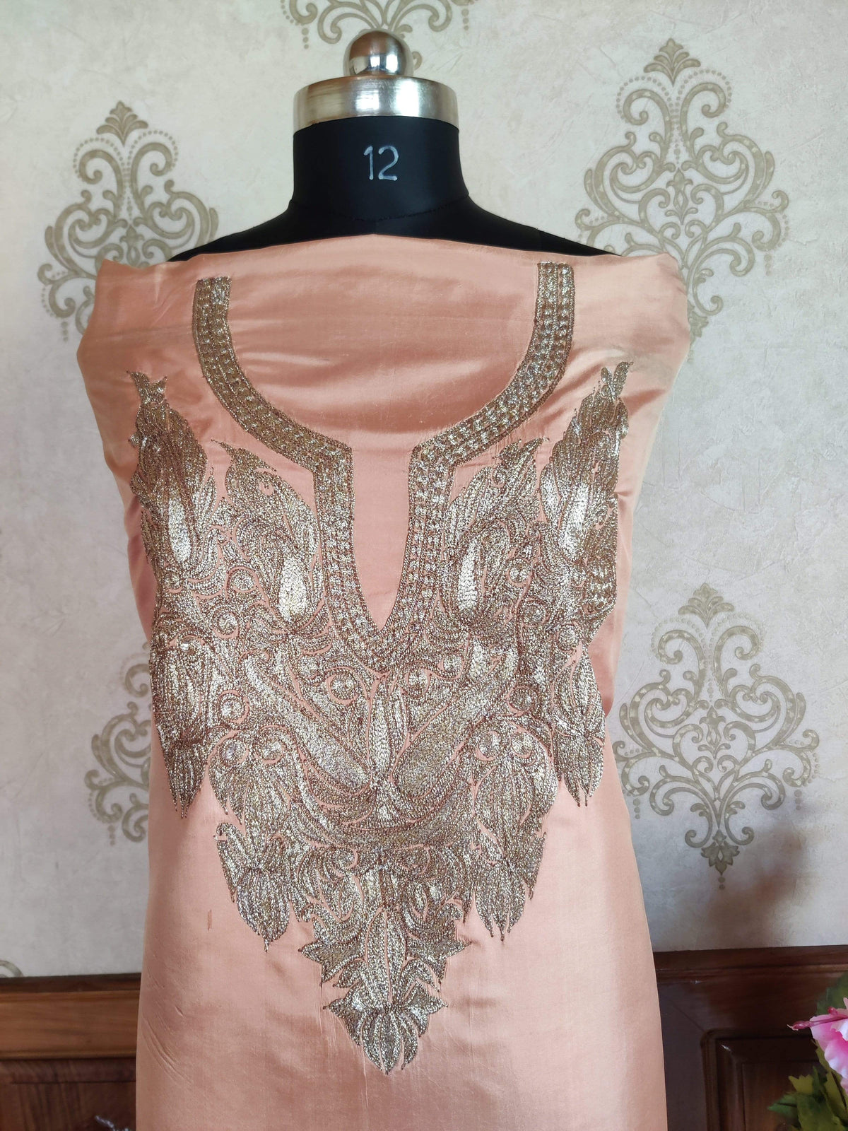 Kashmir Thread Summer Suit Pure Silk Kashmiri Suit Three-Piece With Tilla Embroidery