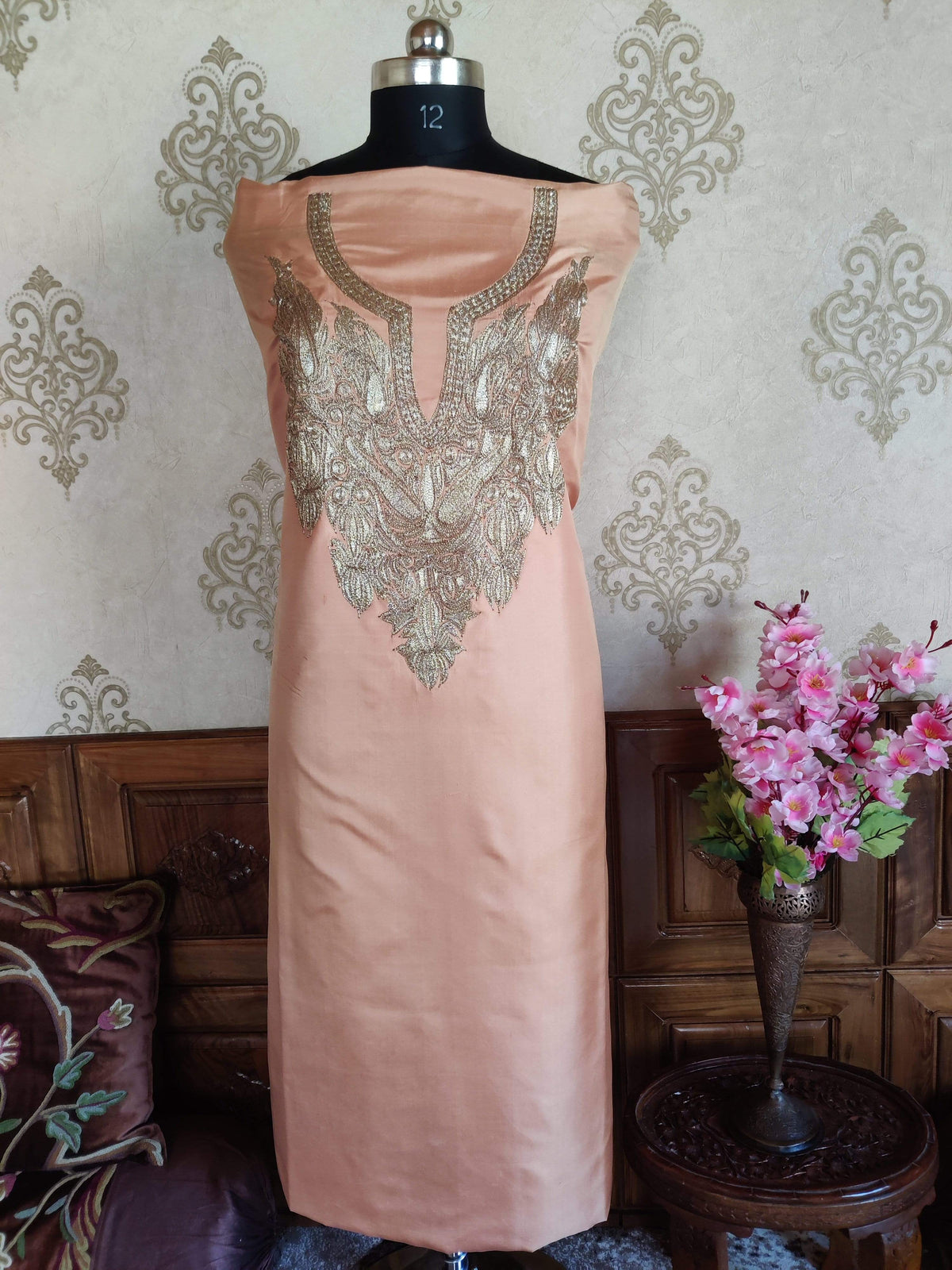Kashmir Thread Summer Suit Pure Silk Kashmiri Suit Three-Piece With Tilla Embroidery