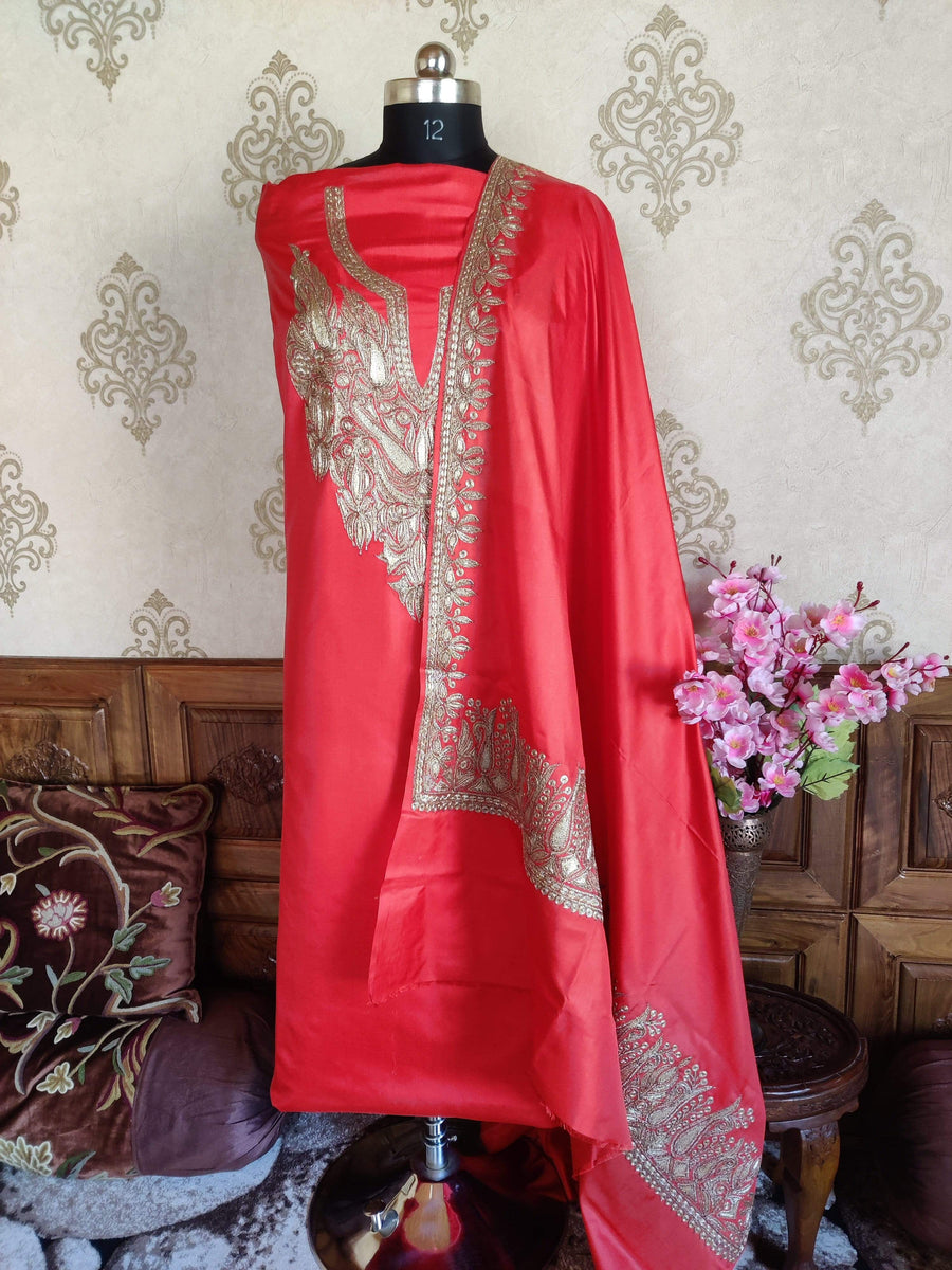 Kashmir Thread Summer Suit Pure Silk Kashmiri Suit Three-Piece With Tilla Embroidery