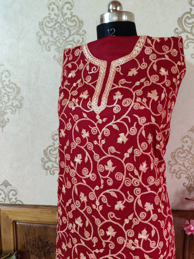 Kashmiri Woollen Suit With Tilla Embroidery Jaal Design (3 pcs) Woolen Suit KashmKari Kashmiri Woollen Suit With Tilla Embroidery Work Jaal design (3 pcs).  Kashmiri Suit online