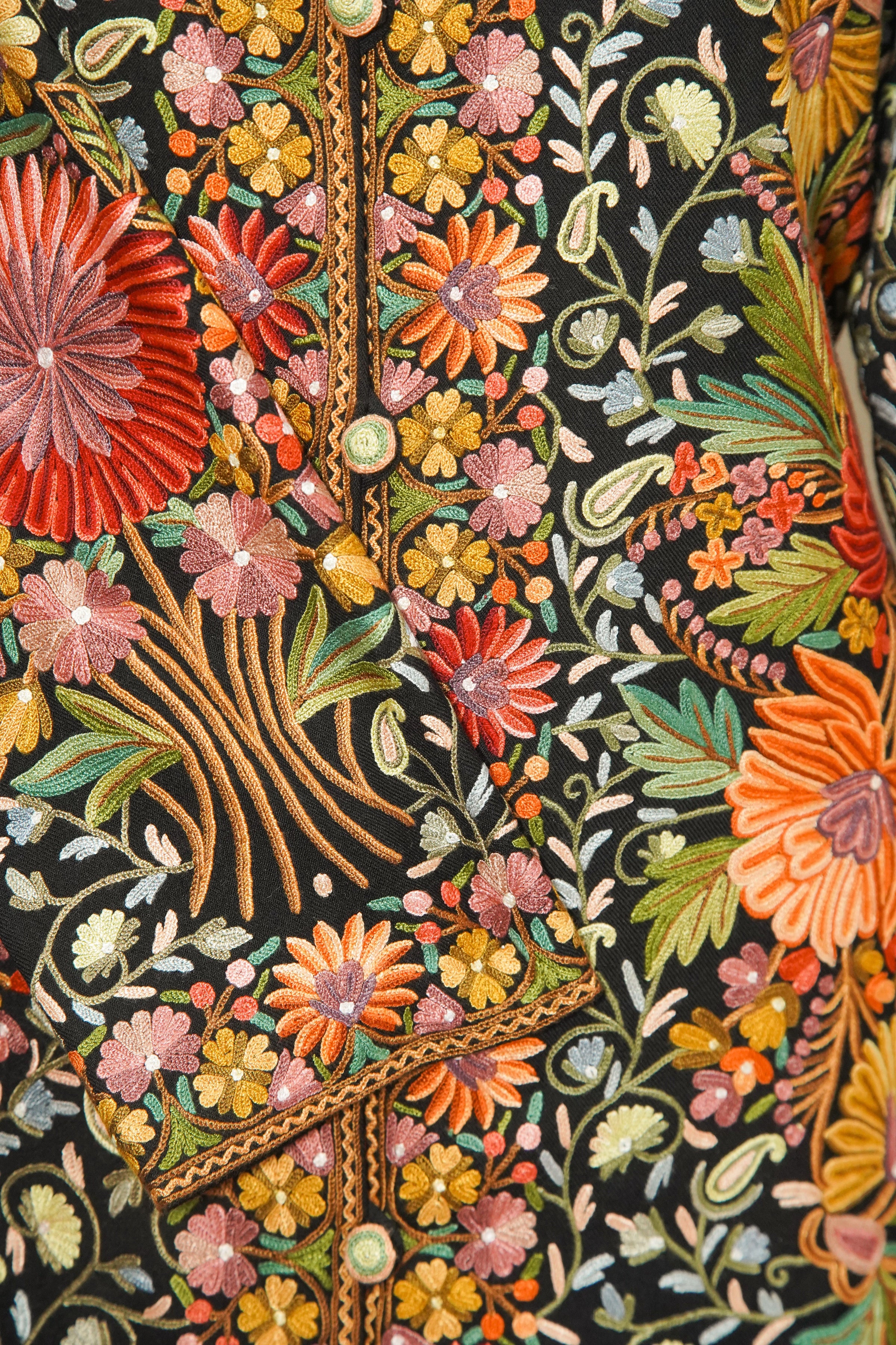 Camphor wood 花刺繍ラメツイードスタジアムジャケット Navy L Camphor