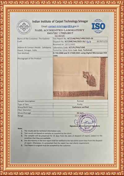 Coral Bloom Rumal — Cashmere Sozni Hand Embroidered