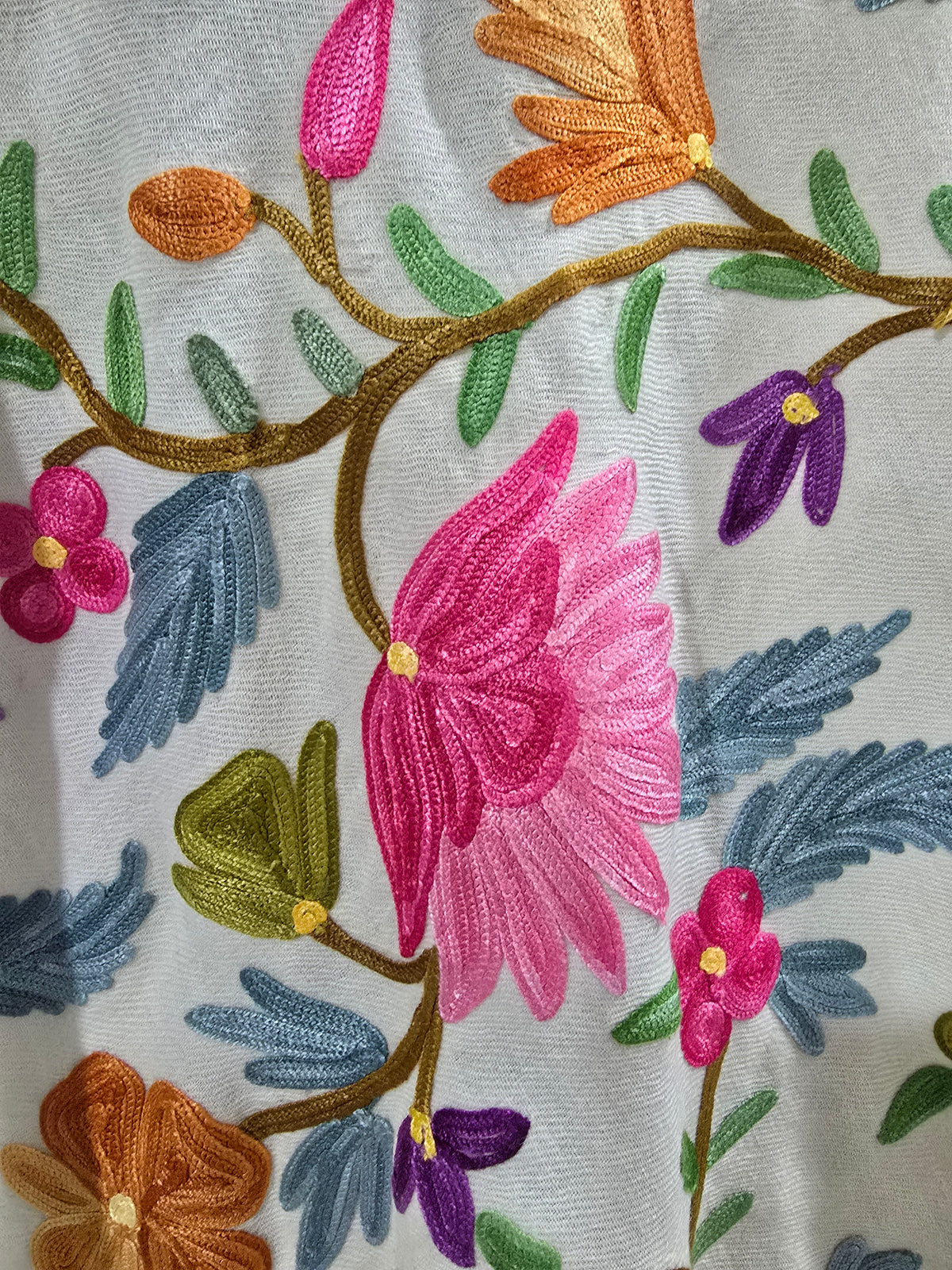 Gulbahaar Merino Wool Aari Embroidered Shawl