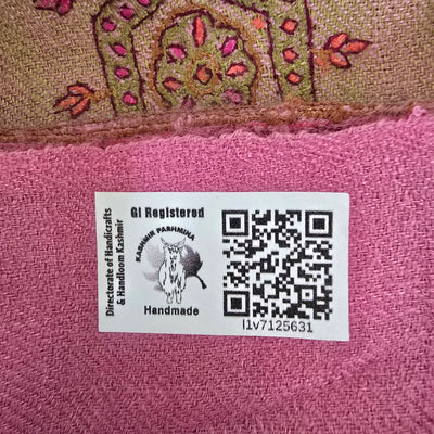 Gulaabi Daastaan – Rose Sozni Hand-Embroidered Pashmina Shawl