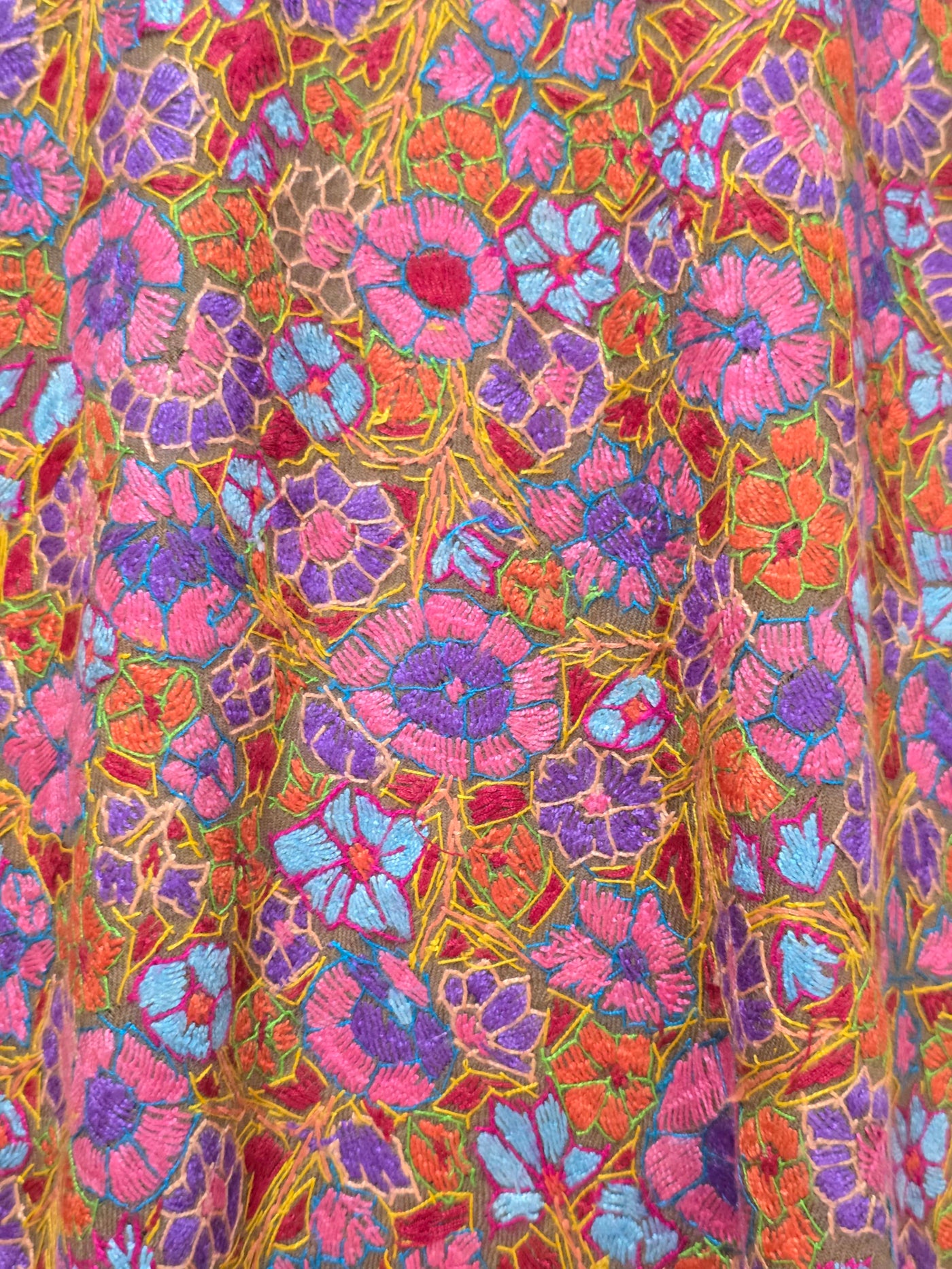Gul-e-Bahar – Multicolor Sozni Hand-Embroidered Merino Shawl