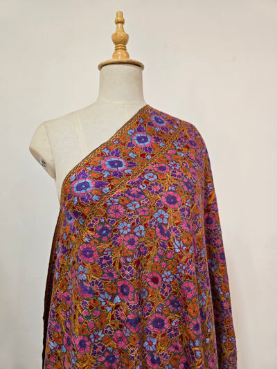 Gul-e-Bahar – Multicolor Sozni Hand-Embroidered Merino Shawl