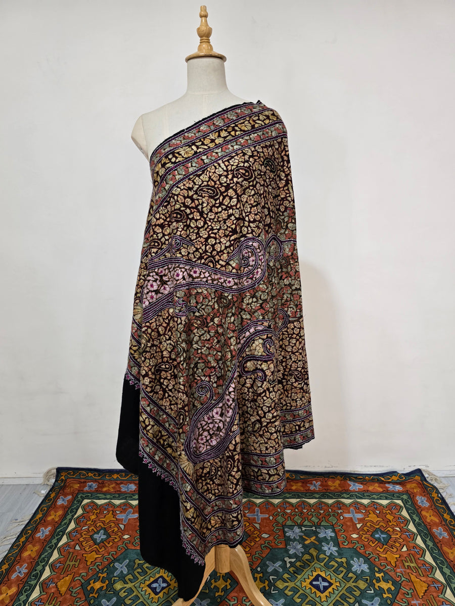 Shahkaar – Hand Embroidered Sozni Paisley Dense Jamawar Shawl