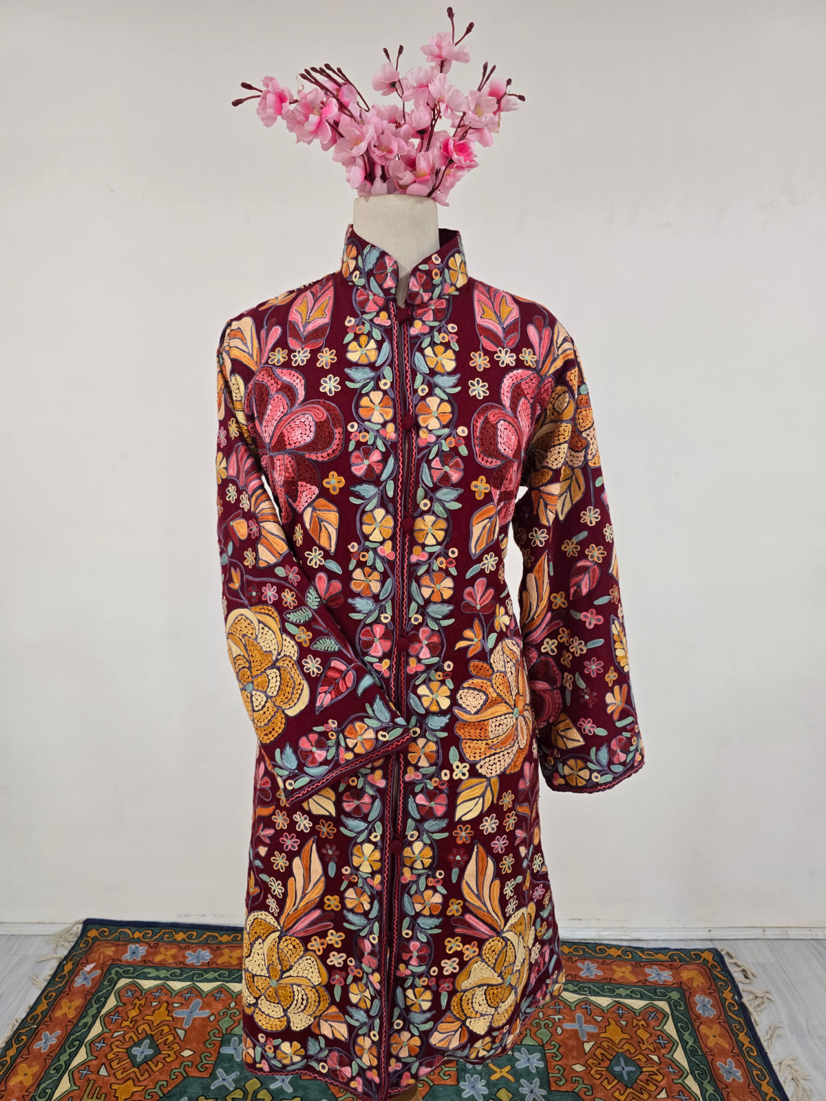 Gulnaar Burgundy Aari Embroidered Jacket