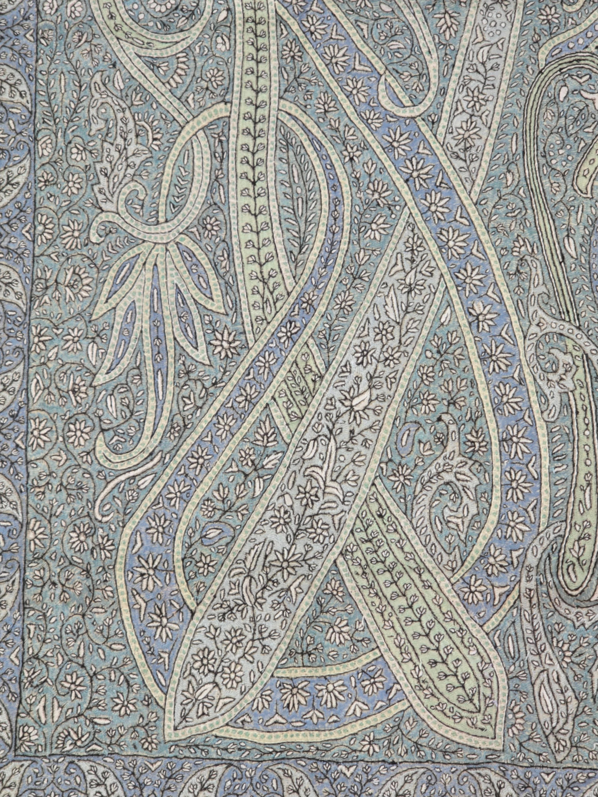 Pure Pashmina 3 Yards Kalamkari Azure Heritage Flow: Sozni Hand Embroidered