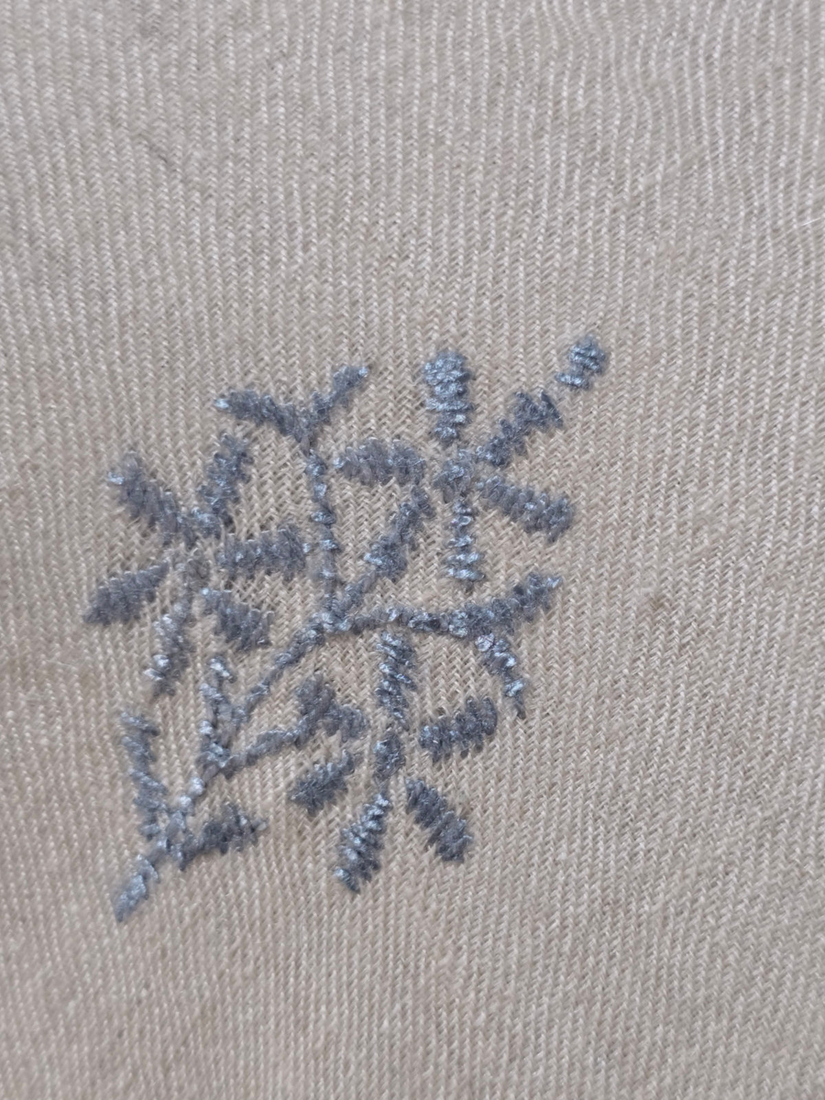 Ivory Frost Motif: Sozni Hand Embroidered Pure Pashmina 3 Yards