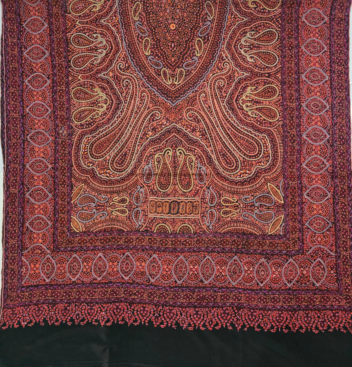 Pure Pashmina 3 Yards Kalamkari Shawl Sozni Hand Embroidered