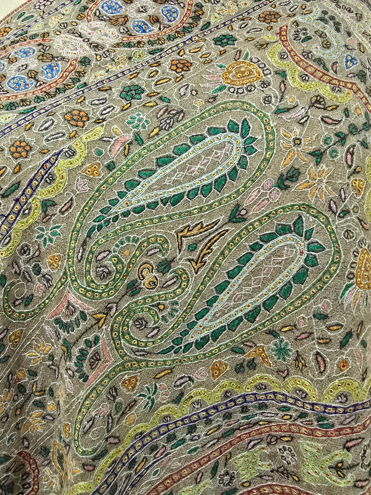 Pure Pashmina 3 Yards Kalamkari Shawl Sozni Hand Embroidered