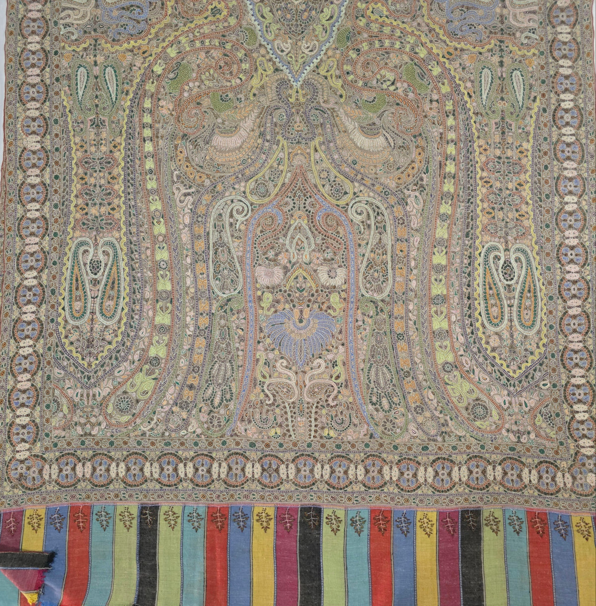 Pure Pashmina 3 Yards Kalamkari Shawl Sozni Hand Embroidered