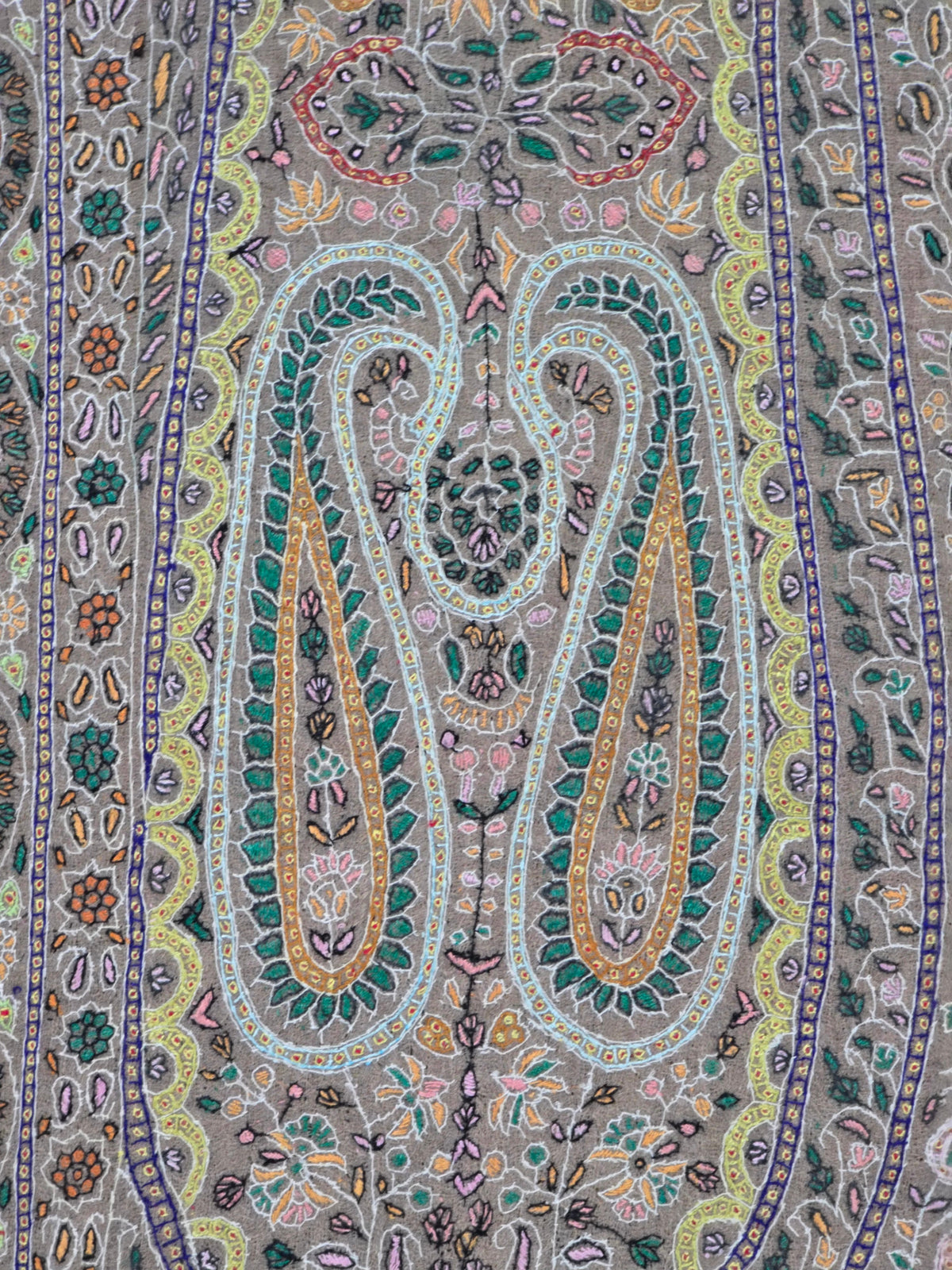 Pure Pashmina 3 Yards Kalamkari Shawl Sozni Hand Embroidered