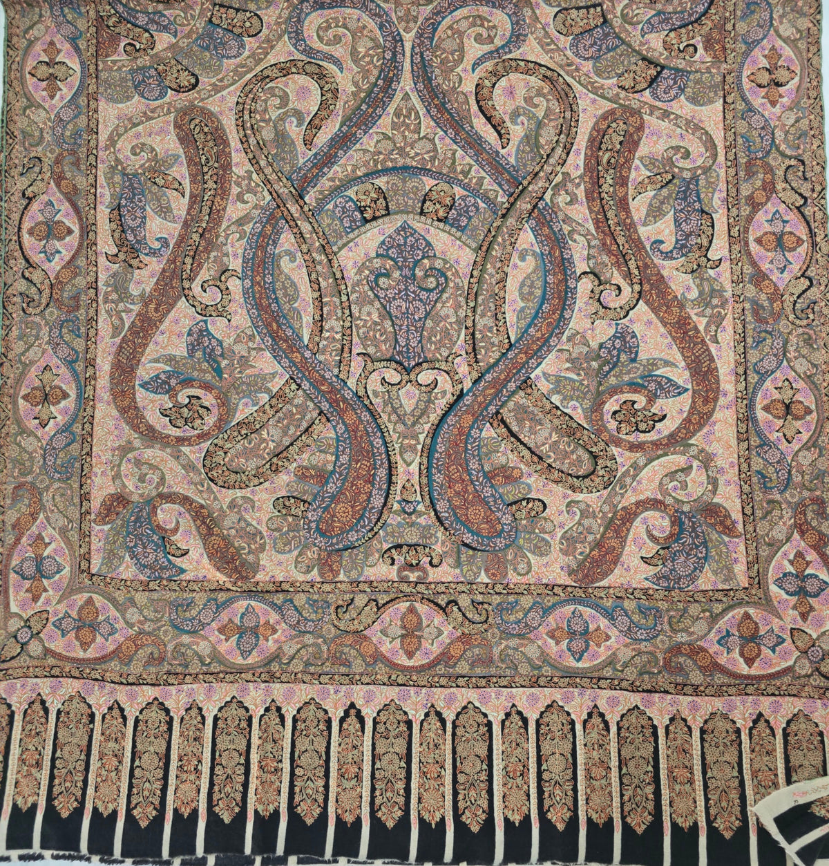 Pure Pashmina 3 Yards Kalamkari Sozni Hand Embroidered