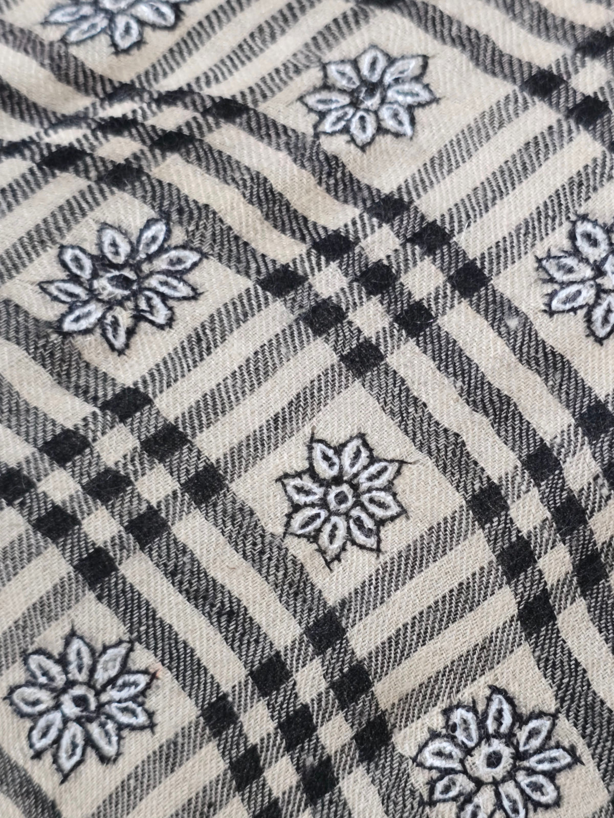 Heritage Lattice Whisper: Hand Embroidered Pure Pashmina Shawl