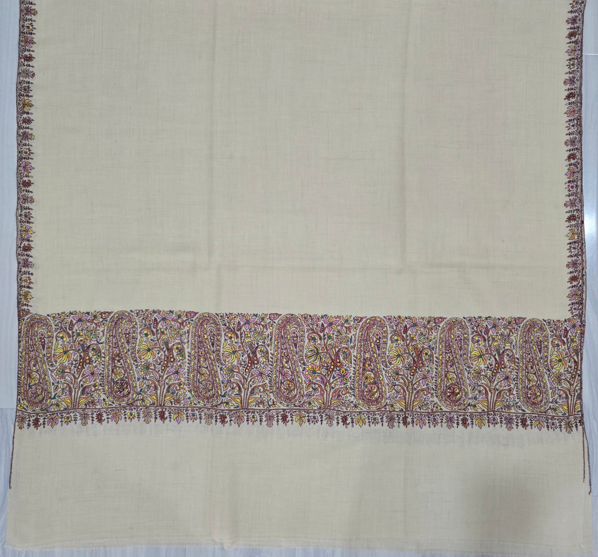 Meadow Paisley Grace: Hand Embroidered Pure Pashmina Shawl
