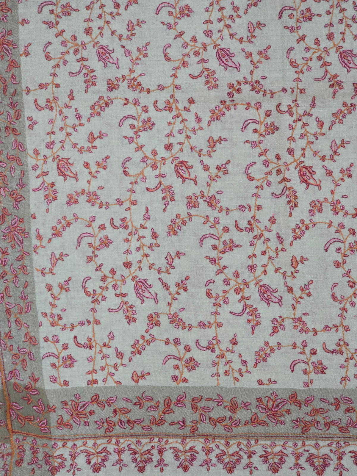 Rosevine Allure: Hand Embroidered Pure Pashmina Shawl