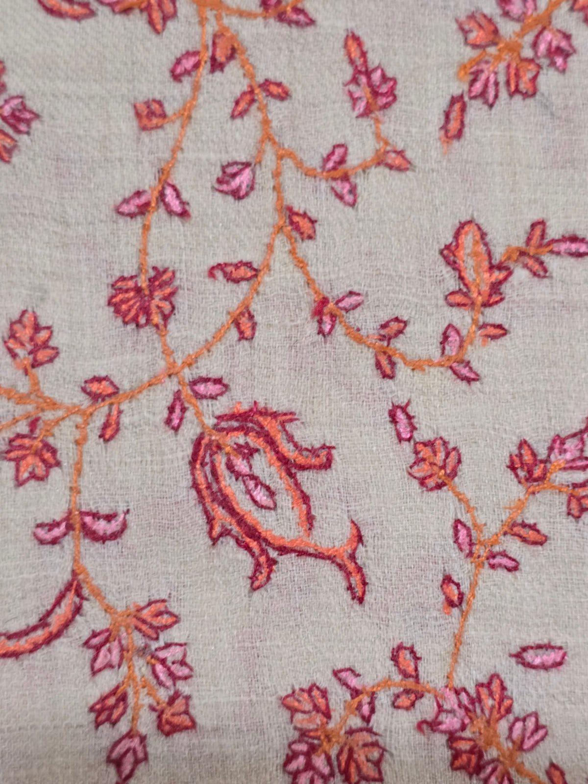 Rosevine Allure: Hand Embroidered Pure Pashmina Shawl