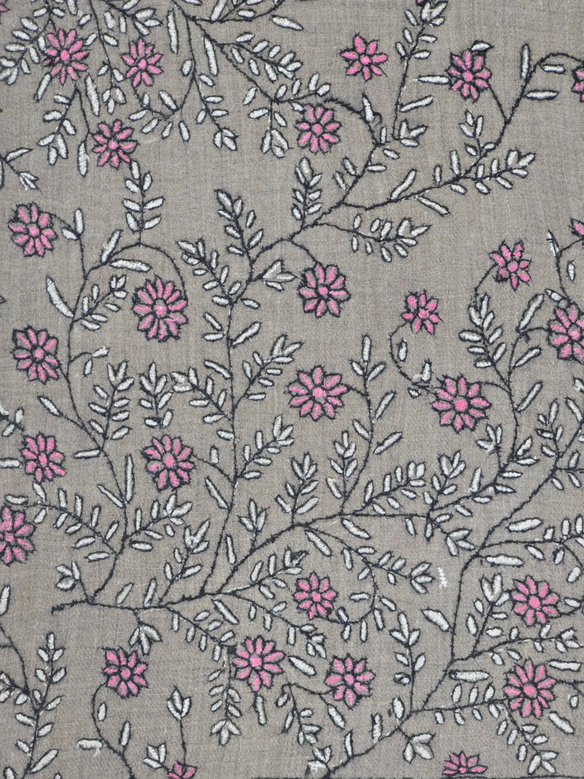 Twilight Blossom Veil: Hand Embroidered Pure Pashmina Shawl