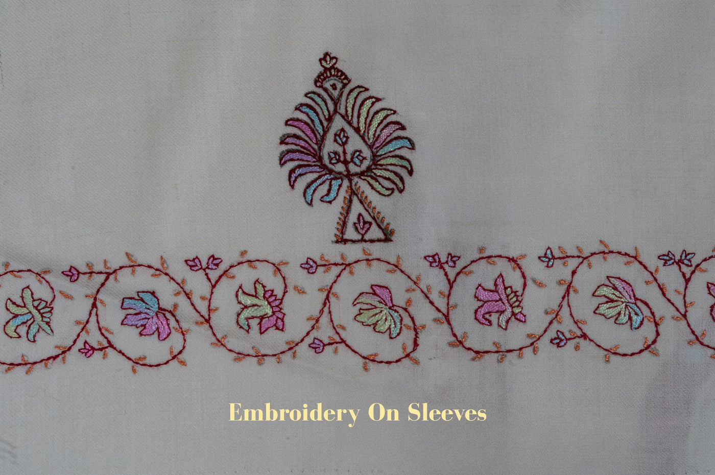 Snow Blossom Sozni Hand Embroidered Suit