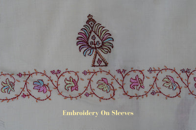 Snow Blossom Sozni Hand Embroidered Suit