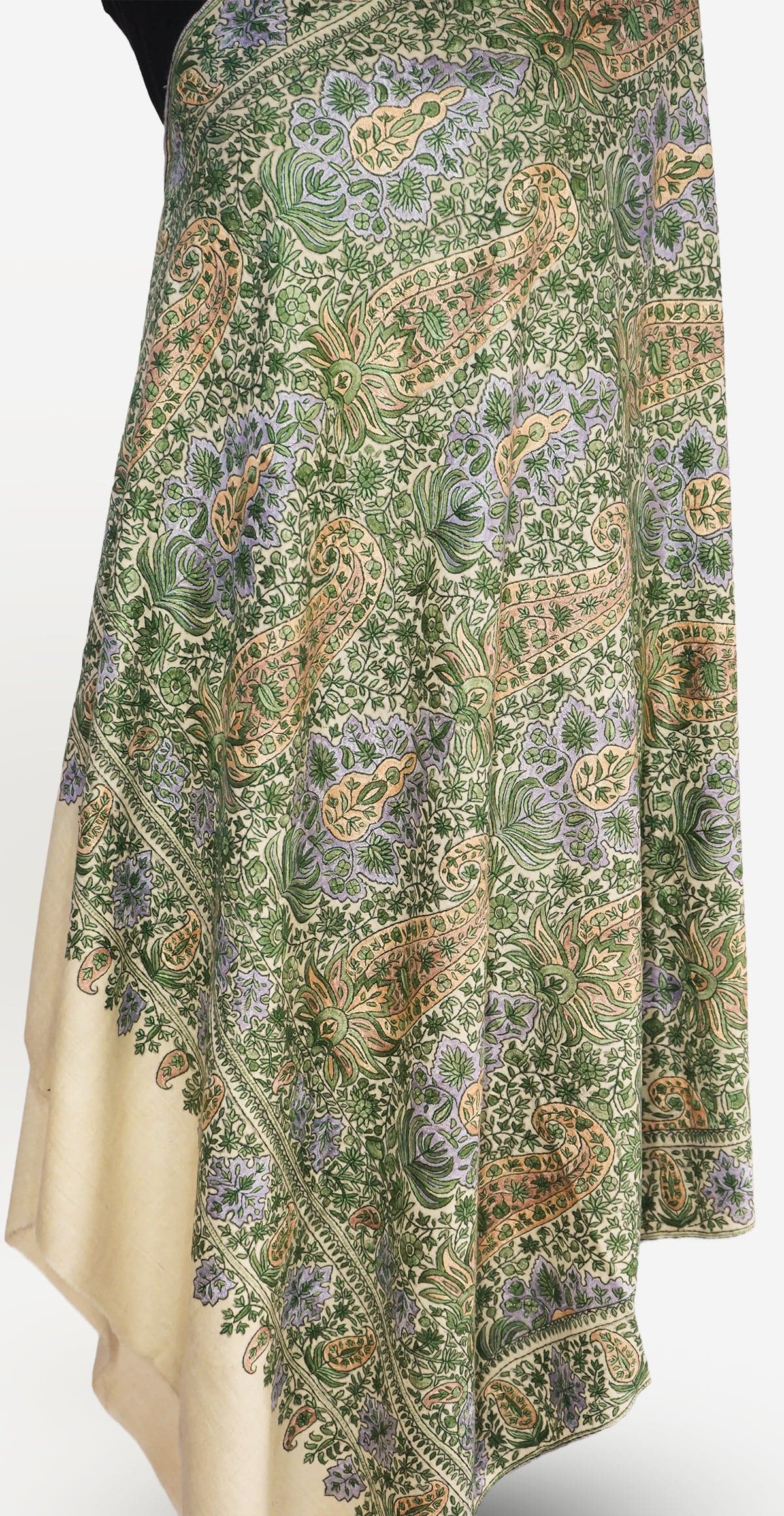 Pure Pashmina Jamawar Shawl with Heavy Sozni Embroidery